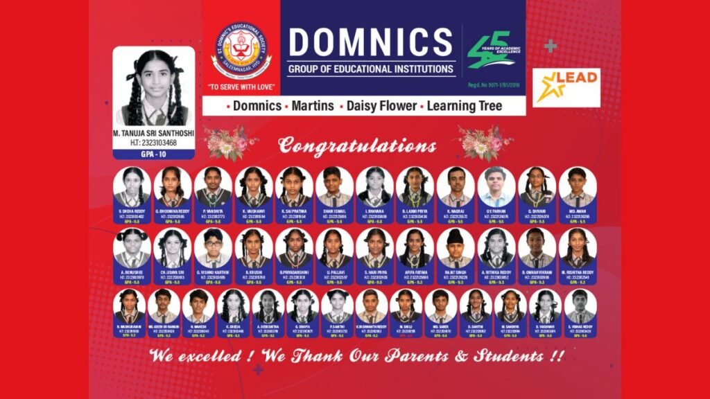 Domnics Group of Educational Institutions Celebrates Remarkable Board Exam Results Achieved by Its Students
